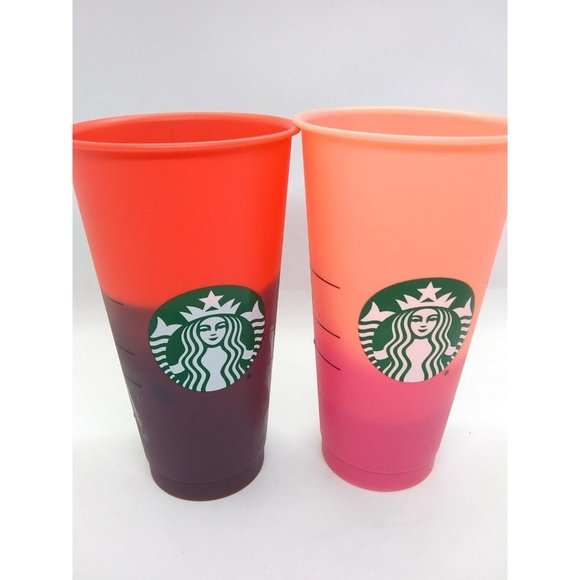 Starbucks Reusable Color Changing Cups Set Of 9 w/ ONLY 1 LID & Straw 2020 24fl - Picture 8 of 12